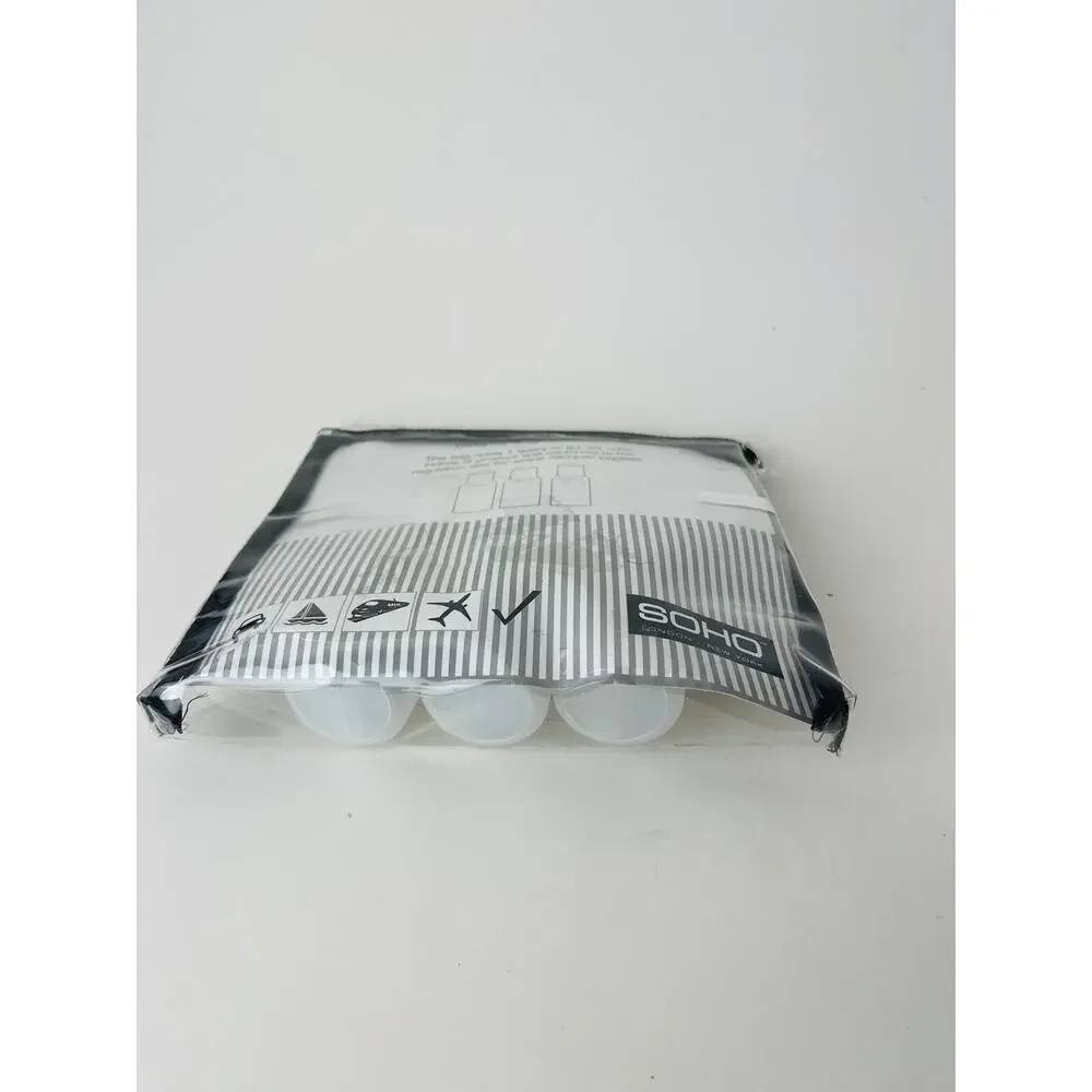 Basic SOHO Bath Essential Travel Clear Bag 8x4.5 Inch With‎ 3 Empty Bottle